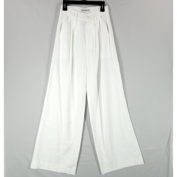 Revolve Nonchalant Label Fabi Pleated-Front Wide Leg Pants Size XS In White - Picture 2 of 14